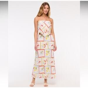 Abercrombie & Fitch Womens Large Maxi Tile Skirt Floral Mediterranean Patchwork